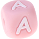 Pink silicone alphabet cubes, 10 mm : A