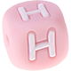 Pink silicone alphabet cubes, 10 mm : H