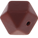 Perles avec motifs – hexagone en silicone, 14 mm : marron