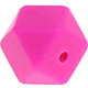 Koraliki z motywem – silikonowe Sześciokąt, 17mm : ciemno różowy