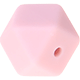 Perlina sagomata – esagono in silicone, 14mm : rosa