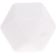 Perles avec motifs – hexagone en silicone, 14 mm : blanc
