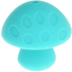 Perles avec motifs – champignons en silicone : turquoise clair