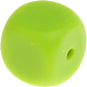 Perles avec motifs – cubes en silicone : jaune vert