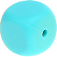 Perles avec motifs – cubes en silicone : turquoise clair