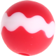 perles de silicone, 15 mm : rouge - blanc - rouge