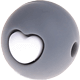 Silikonperlen – Herz, 12 mm : grau