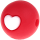 Silikonperlen – Herz, 12 mm : rot