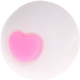 Silikonperlen – Herz, 12 mm : weiß - babyrosa