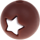 Silicone beads – star, 12 mm : brown