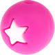 Kralen uit silicone – ster, 12mm : donker roze