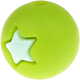 Silicone beads – star, 12 mm : yellow green