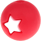 Silicone beads – star, 12 mm : red