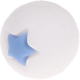 Perline di silicone – stella,12 mm : bianco - bambino blu