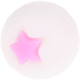 Silicone beads – star, 12 mm : white - baby pink