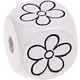 Cubes à lettres gravées – blancs, 10 mm – dessins : fleur