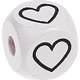 Cubes à lettres gravées – blancs, 10 mm – dessins : cœur ouvert