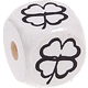 Cubes à lettres gravées – blancs, 10 mm – dessins : cloverleaf