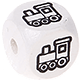 Cubes à lettres gravées – blancs, 10 mm – dessins : locomotive
