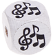 white embossed letter cubes, 10 mm – pictures : music notes