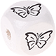 Białe wytłaczane kostki z literami 10mm – obrazki : motyl