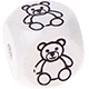 Cubes à lettres gravées – blancs, 10 mm – dessins : ours