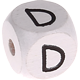 Weiße, geprägte Buchstabenwürfel, 10 mm : D