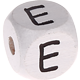Weiße, geprägte Buchstabenwürfel, 10 mm : E