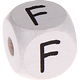 Weiße, geprägte Buchstabenwürfel, 10 mm : F