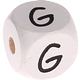 Weiße, geprägte Buchstabenwürfel, 10 mm : G