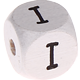 Weiße, geprägte Buchstabenwürfel, 10 mm : I