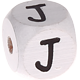 Weiße, geprägte Buchstabenwürfel, 10 mm : J