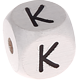 Weiße, geprägte Buchstabenwürfel, 10 mm : K