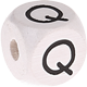 Weiße, geprägte Buchstabenwürfel, 10 mm : Q