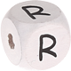 Weiße, geprägte Buchstabenwürfel, 10 mm : R