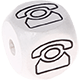 Cubes à lettres gravées – blancs, 10 mm – dessins : téléphone