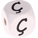 Weiße, geprägte Buchstabenwürfel, 10 mm – Türkisch : Ç