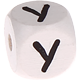 Weiße, geprägte Buchstabenwürfel, 10 mm : Y