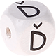 Weiße, geprägte Buchstabenwürfel, 10 mm – Tschechisch : Ď