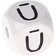 Weiße, geprägte Buchstabenwürfel, 10 mm – Litauisch : Ū