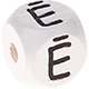 white embossed letter cubes, 10 mm – Latvian : Ē