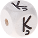 Weiße, geprägte Buchstabenwürfel, 10 mm – Lettisch : Ķ