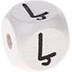 Weiße, geprägte Buchstabenwürfel, 10 mm – Lettisch : Ļ