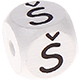 Weiße, geprägte Buchstabenwürfel, 10 mm – Lettisch : Š