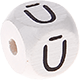 Cubes à lettres gravées – blancs, 10 mm – Letton : Ū
