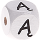 Witte gegraveerde letterblokjes 10mm – Pools : Ą