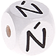 Cubes à lettres gravées – blancs, 10 mm – Polonais : Ń