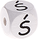 Cubes à lettres gravées – blancs, 10 mm – Polonais : Ś