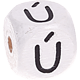 Cubes à lettres gravées – blancs, 10 mm – Portugais : Ú