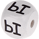Cubes à lettres gravées – blancs, 10 mm – Russe : ы